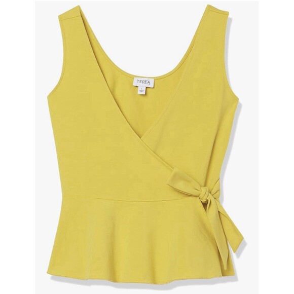 TEREA Women's Kiara Peplum Surplice Tank Top Yellow Size Large NWT - Picture 1 of 7